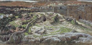 我们领主时代的各各他和圣墓，基督生平的插图，c.1886-94（纸板上的水粉和水粉） 作者 詹姆斯·雅克·约瑟夫·天梭