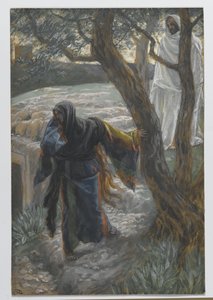 耶稣出现在玛利亚抹大拉，1886年至1894年我们的主耶稣基督的生活中的插图（纸上有石墨） 作者 詹姆斯·雅克·约瑟夫·天梭