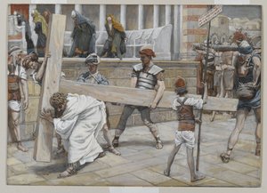 耶稣承担十字架，1886年至1996年我们的主耶稣基督的生活插图（纸上有石墨） 作者 詹姆斯·雅克·约瑟夫·天梭