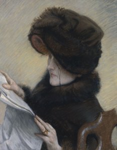 La Liseuse，约 1883 年（纸上粉彩，铺在画布上） 作者 詹姆斯·雅克·约瑟夫·天梭