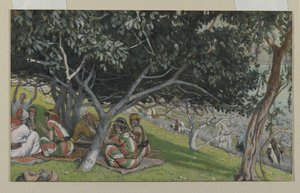 纳撒尼尔在无花果树下，插图来自我们的主耶稣基督的生活（纸上的石墨） 作者 詹姆斯·雅克·约瑟夫·天梭