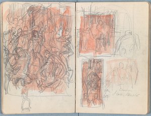 1880年代后期，《我们主耶稣基督一生的素描速写》专辑的页面（石墨和纸上水洗） 作者 詹姆斯·雅克·约瑟夫·天梭