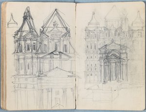1880年代后期，《我们主耶稣基督一生的素描速写》专辑的页面（石墨和纸上水洗） 作者 詹姆斯·雅克·约瑟夫·天梭