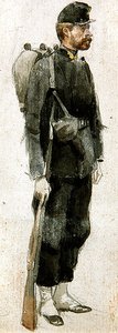 拿着步枪的士兵 "自在"（纸上水彩画） 作者 詹姆斯·雅克·约瑟夫·天梭