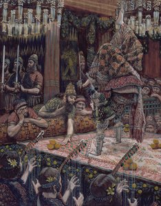Herodias跳舞的女儿，基督生平的插图，c.1886-94（纸板上的水粉和水粉） 作者 詹姆斯·雅克·约瑟夫·天梭