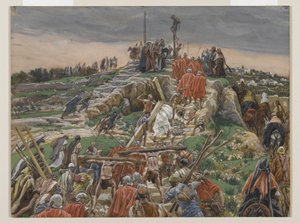 游行队伍接近Cal髅地，插图来自我们的主耶稣基督的生命，1886-94（纸上有石墨） 作者 詹姆斯·雅克·约瑟夫·天梭