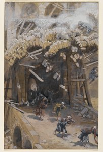 西罗亚的塔，从我们的主耶稣基督的生活，1886年至1996年的插图（wc石墨在纸上） 作者 詹姆斯·雅克·约瑟夫·天梭