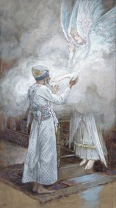 撒迦利亚的异象，基督生平的插图，c.1886-94（纸板上的水粉和水粉） 作者 詹姆斯·雅克·约瑟夫·天梭