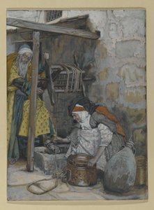 撒迦利亚和伊丽莎白，“基督的生命”的插图，c.1886-94（纸板上的水粉和水粉） 作者 詹姆斯·雅克·约瑟夫·天梭