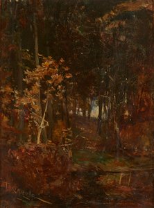 一条林间小路（板上油画）