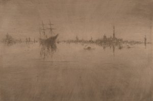 夜曲，选自威尼斯，十二幅蚀刻版画系列（"第一套威尼斯系列） 作者 詹姆斯·阿博特·麦克尼尔·惠斯勒