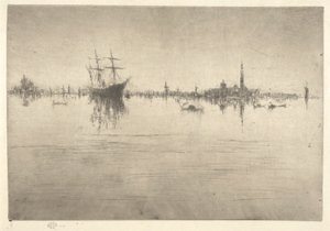 夜曲，选自第一组威尼斯蚀刻版画（威尼斯，十二幅蚀刻版画系列） 作者 詹姆斯·阿博特·麦克尼尔·惠斯勒