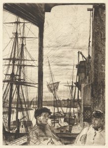 Rotherhithe（Wapping），选自《泰晤士套装》（泰晤士河风光及其他主题的十六幅蚀刻版画系列） 作者 詹姆斯·阿博特·麦克尼尔·惠斯勒