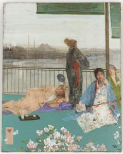 肉色和绿色的变化 - 阳台 作者 詹姆斯·阿博特·麦克尼尔·惠斯勒
