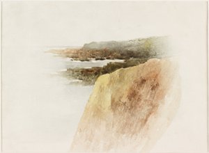 海景：岬角和悬崖（水彩和铅笔在纸上）