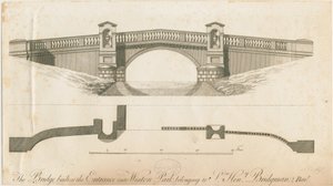 蜥蜴韦斯顿-韦斯顿公园入口处的桥：版画，[c 1765-1770] 作者 詹姆斯·潘恩