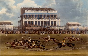 Epsom Races的盛大展台，由Charles Hunt制作，1836年制作（aquatint）
