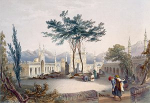 Goolaum清真寺Hoossein Huzrut-Jee，Afghauns的伟大先知，以及坎大哈的国王墓，从“阿富汗的风景，居民和服装”中获得30块板块，由R. Carri雕刻