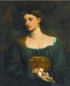 Pre-Raphaelite paintings : Pandora (Pandore) par Smetham, James (1821-1889), ca 1865. Oil on canvas, 76,5x61. Private Collection