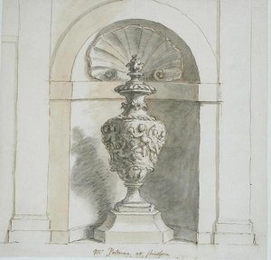 Sherborne的Portmans House先生的利基（纸笔，墨水和棕色水洗） 作者 詹姆斯·桑希尔