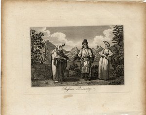 俄罗斯农民服饰，约1775年 作者 詹姆斯·托基