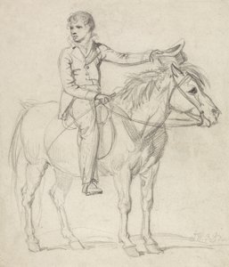 斯坦霍普勋爵（1753-1816）小男孩骑着小马（纸上铅笔） 作者 詹姆斯·沃德