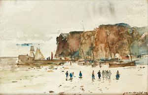 海景画（铅笔和水彩画）