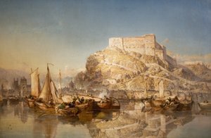 1880年，默兹河上的休伊城镇和堡垒 作者 詹姆斯·韦伯