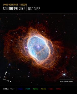南环星云（NIRCam 指南针图像） 作者 詹姆斯韦伯太空望远镜 (NASA)