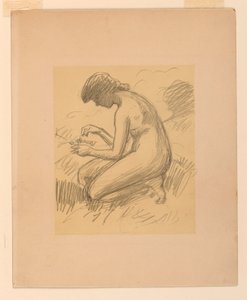 蹲着的女性裸体