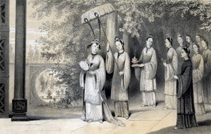 女皇和她的服务员从桑树丛出发前往圣殿，1847年。
