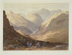 Alimusjid的堡垒和Khybur Pass，来自阿富汗的风景，居民和服装的第13块板块，由WL Walton雕刻，1848年