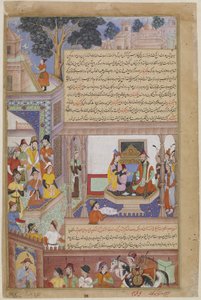 忽必烈汗和他的皇后即位，来自 Jami al-Twarikh（或 Chingiznama）（不透明水彩、纸本墨金） 作者 Jami Jami