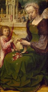 圣凯瑟琳，马尔瓦尼亚三联画右侧面板的细节，右侧 作者 一月（c.1472-c.1533）戈萨尔特