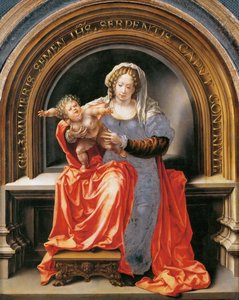 Virgin and Child - Jan Gossaert (Gossart, dit Mabuse) (ca. 1478-1532). Oil on wood, ca 1526-1527. Dimension : 30,6x24,5 cm. Art History Museum, Vienne
