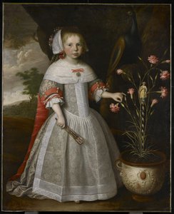 康乃馨的一个女孩的画象，c.1663