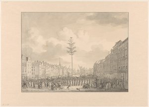 鹿特丹格罗特市场上的自由树，1795 年 作者 Dirk Langendijk（拒绝归因）