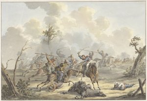 克里米亚哥萨克人与法国骑兵炮兵之间的进攻
