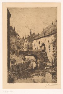 登博斯奥尔滕波尔特姐妹附近的桥梁景观 作者 Jan Antonius van Schooten（艺术家签名）