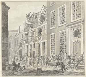 抢劫卢卡斯-范-斯蒂文宁克的住宅，1787 年 作者 Jan Arends（艺术家签名）