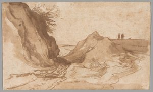 丘陵风景与峡谷附近的人物 作者 简·布鲁格（Jan Brueghel）