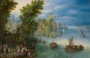 河流景观 作者 简·布鲁格（Jan Brueghel）