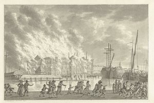 土地上的大火》Zeemagazijn，1791 年 作者 Jan Bulthuis（艺术家签名）