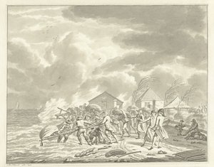 阿姆斯特丹附近的迪默泽代克（Diemerzeedijk）洪水，1776 年 作者 Jan Bulthuis（艺术家签名）