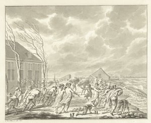 阿姆斯特丹附近的迪默泽代克（Diemerzeedijk）洪水，1776 年 作者 Jan Bulthuis（艺术家签名）