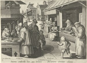 眼镜店
显微镜（物品标题）
新发明和新发现（系列名称）
Nova Reperta（系列名称） 作者 飞利浦加勒