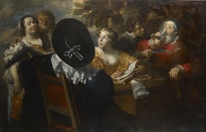 欢乐的公司 五种感觉，17世纪中期。 作者 扬·科西尔（Jan Cossiers）