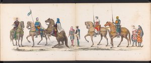 莱顿学生化妆舞会，1865 年（图版 14）
1865 年 6 月 6 日，莱顿学生团成员为庆祝莱顿大学建校 290 周年而举行的盛装游行，描绘了：荷兰人的入场式 b、荷兰人的服装、荷兰人的服装、荷兰人的服装、荷兰人的服装、荷兰人的服装、荷兰人的服装、荷兰人的服装、荷兰人的服装、荷兰人的服装、荷兰人的服装。