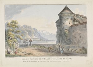 西庸城堡的视图 Vue du Chateau de Chillon à 2 lieues de Vevey（物品上的标题） 作者 路易斯·伯纳德·科克莱斯