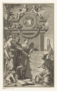 乌特勒支法律的正义传授
Costumen Usantien en Policien der stad Utrecht（物品上的标题）
Willem Van der Meulen 的扉页，Costumen, usantien, policien ende styl van procederen, der stadt Utrecht, 1709 年